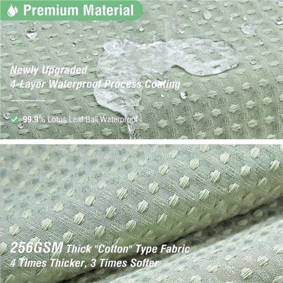 Sage Green Shower Curtain-Waffle Textured Heavy Duty Thick Fabric Shower Curtain - Picture 3 of 6
